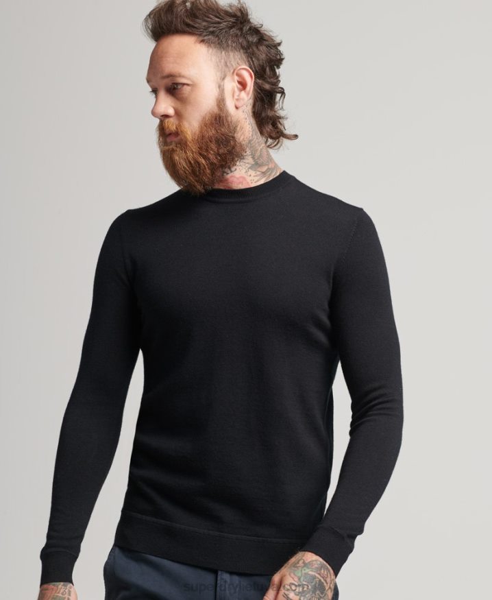 Superdry Studios Merino Crew Jumper Black Men