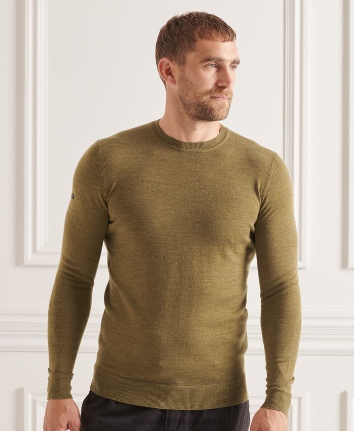 Superdry Studios Merino Crew Jumper Green Men