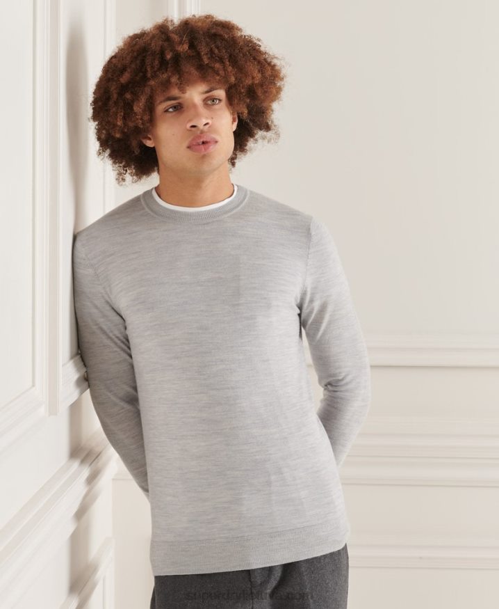 Superdry Studios Merino Crew Jumper Light Grey Men