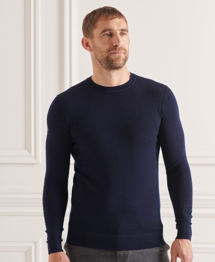 Superdry Studios Merino Crew Jumper Navy Men