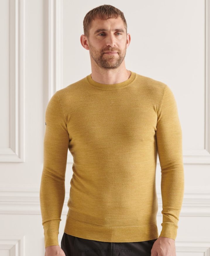 Superdry Studios Merino Crew Jumper Yellow Men