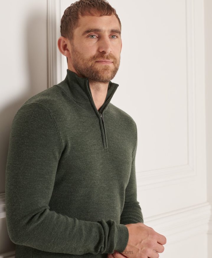 Superdry Studios Merino Henley Jumper Green Men