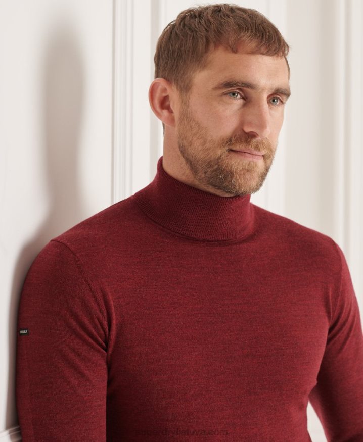 Superdry Studios Merino Roll Neck Jumper Red Men