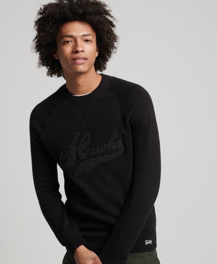 Superdry Vintage Varsity Knit Black Men Superdry Vintage Varsity Knit Black Men
