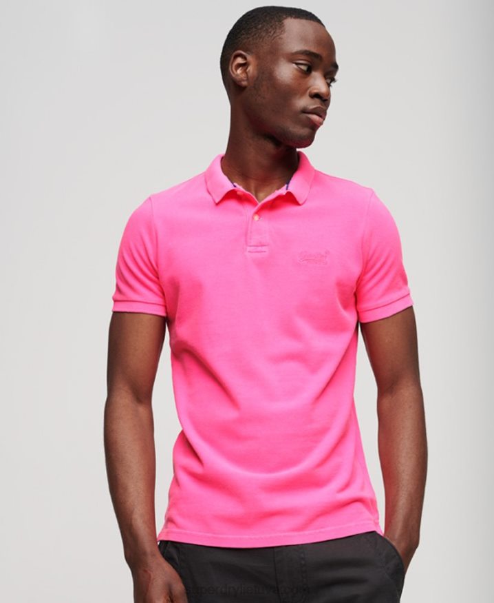 Superdry Destroyed Polo Shirt Pink Men