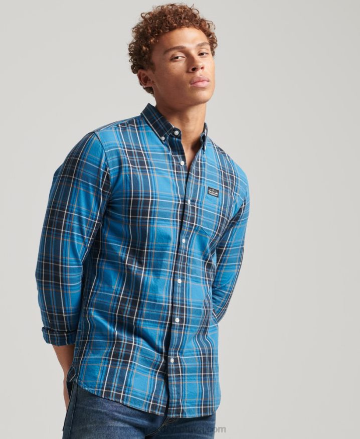 Superdry Cotton Check Merchant Shirt Blue Men