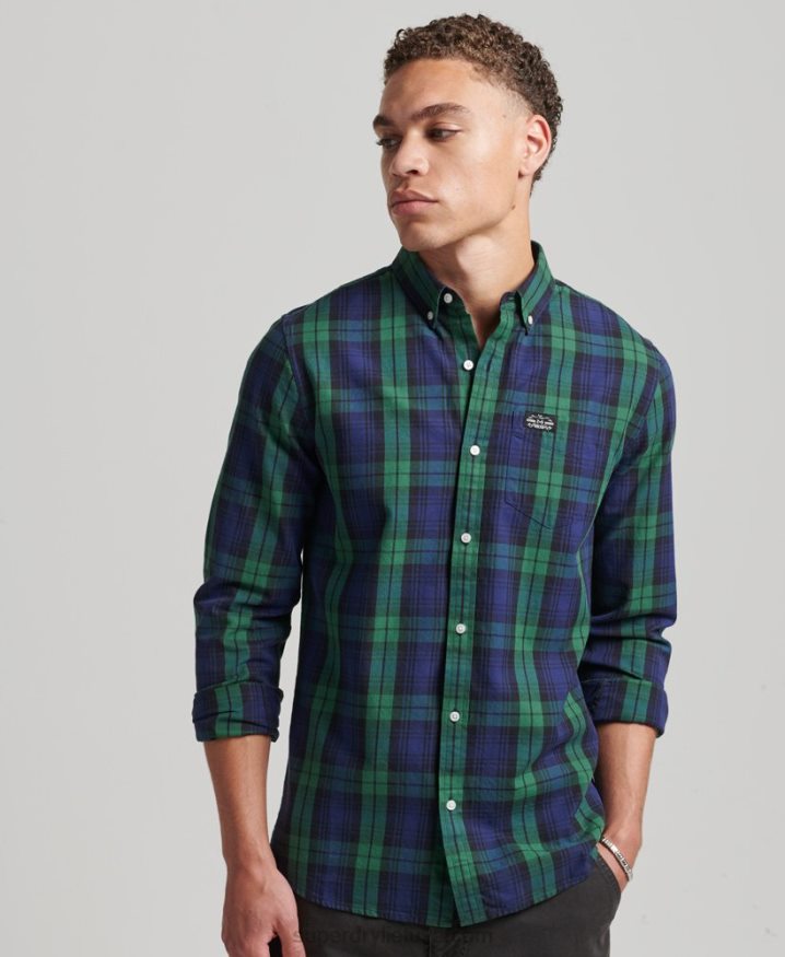 Superdry Cotton Check Merchant Shirt Green Men