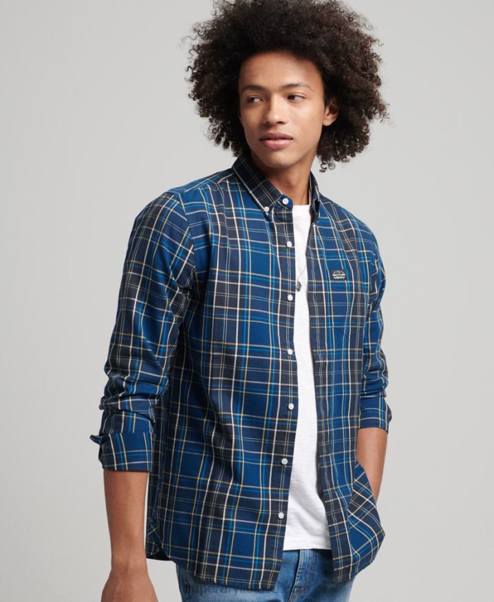 Superdry Cotton Check Merchant Shirt Navy Men