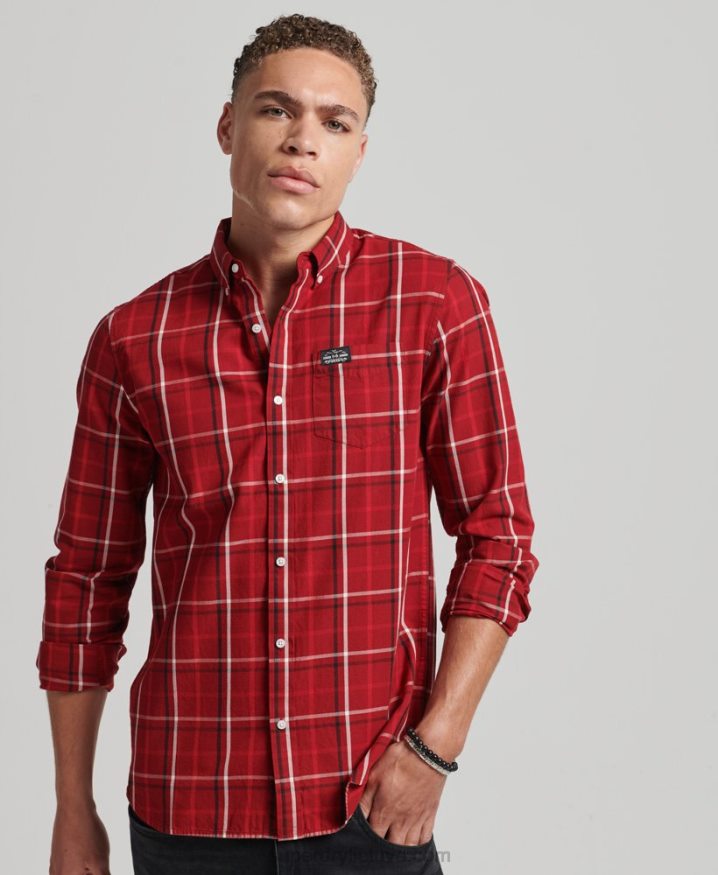 Superdry Cotton Check Merchant Shirt Red Men