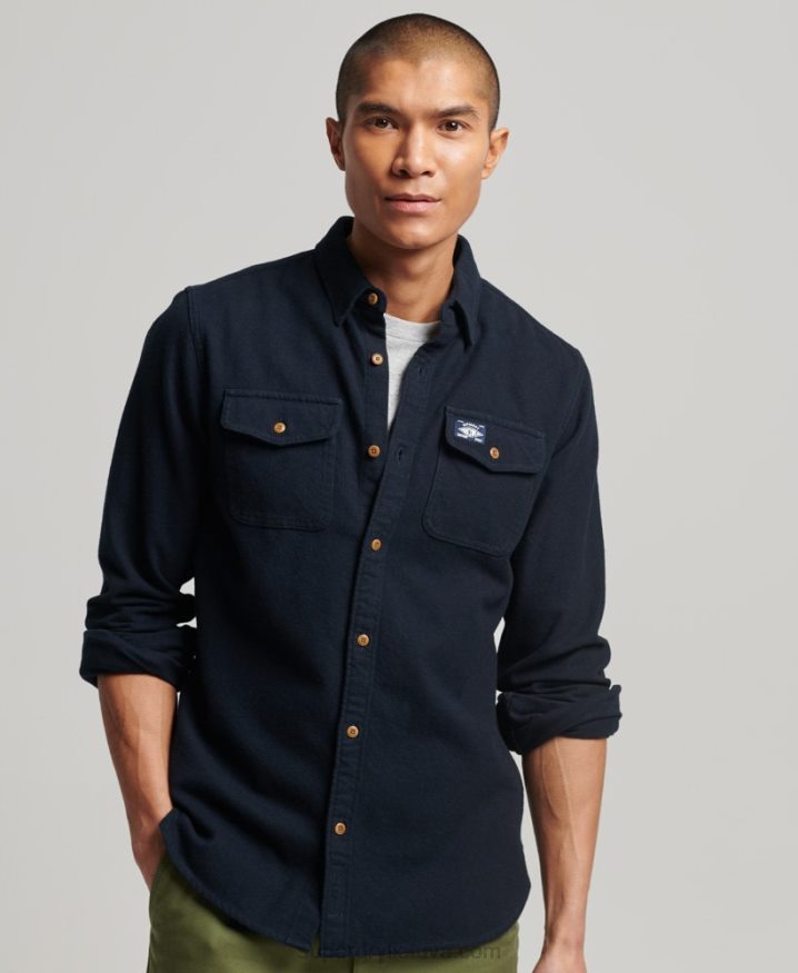 Superdry Organic Cotton Trailsman Flannel Shirt Navy Men