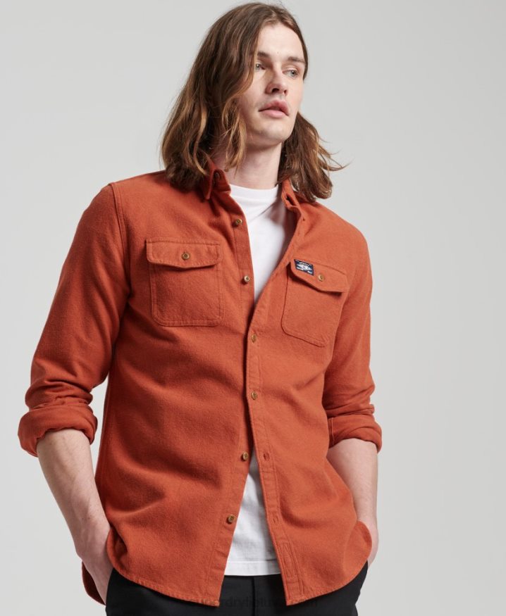 Superdry Organic Cotton Trailsman Flannel Shirt Orange Men