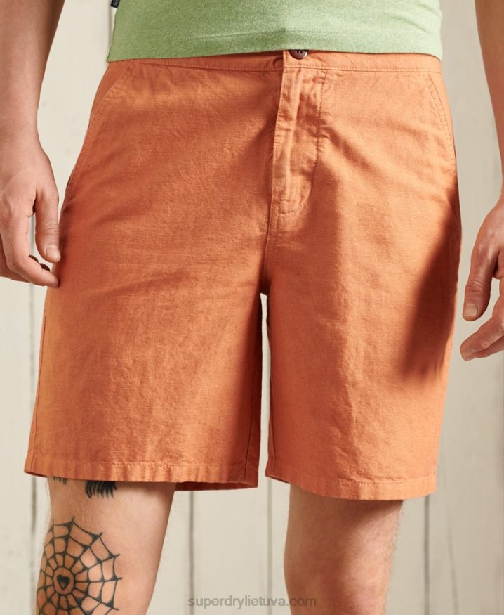 Superdry Linen Cali Beach Shorts Orange Men