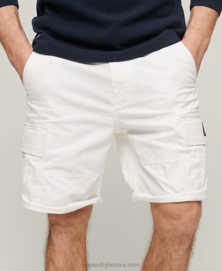 Superdry Organic Cotton Heavy Cargo Shorts White Men