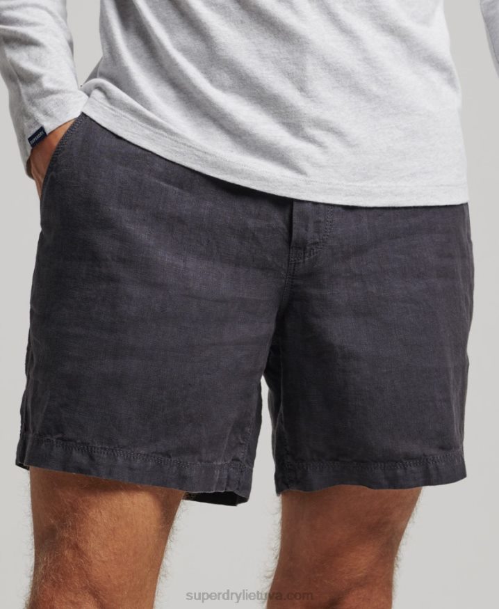 Superdry Overdyed Linen Shorts Navy Men