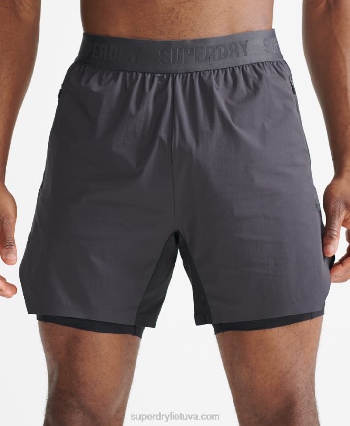 Superdry Train Premium Layer Shorts Dark Grey Men