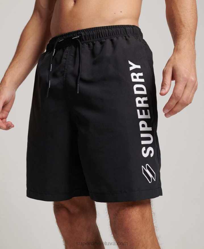 Superdry Applique 19 inch Recycled Swim Shorts Black Men Superdry Applique 19 inch Recycled Swim Shorts Black Men