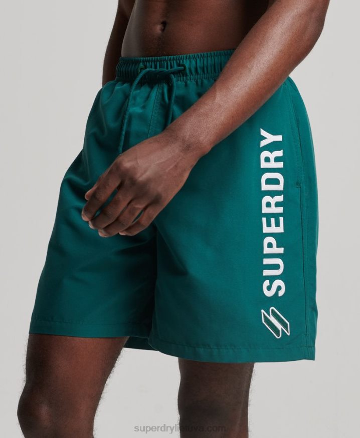 Superdry Applique 19 inch Recycled Swim Shorts Green Men Superdry Applique 19 inch Recycled Swim Shorts Green Men