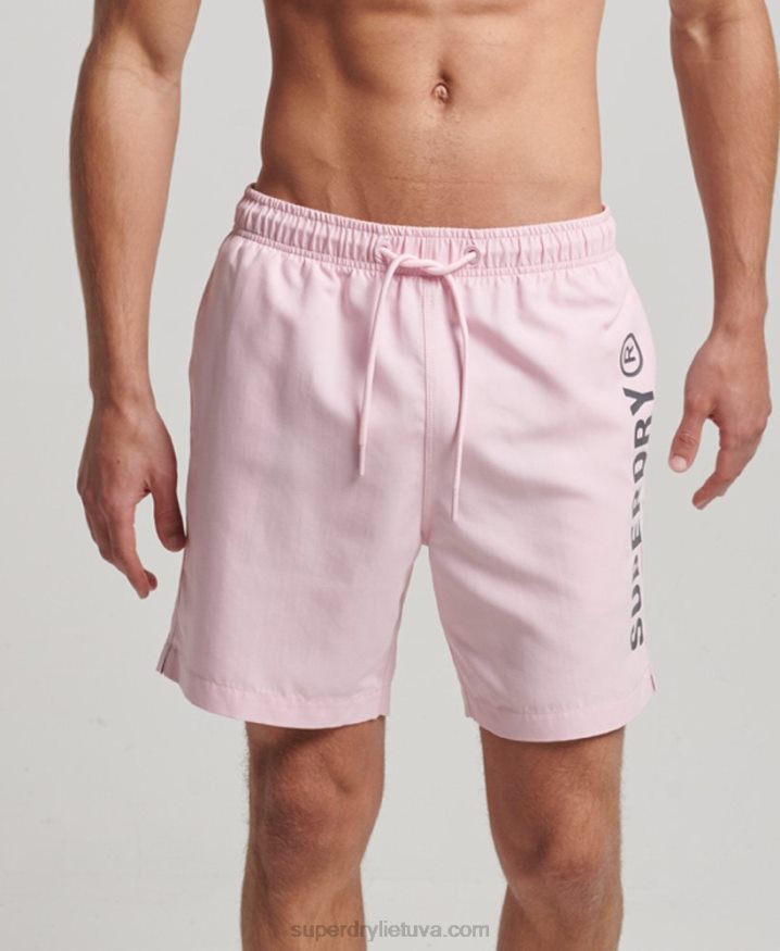 Superdry Core Sport 17 Inch Recycled Swim Shorts Pink Men Superdry Core Sport 17 Inch Recycled Swim Shorts Pink Men