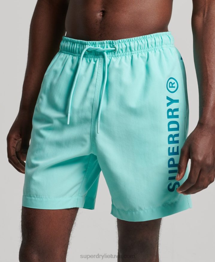 Superdry Core Sport 17 Inch Recycled Swim Shorts Turquoise Men Superdry Core Sport 17 Inch Recycled Swim Shorts Turquoise Men