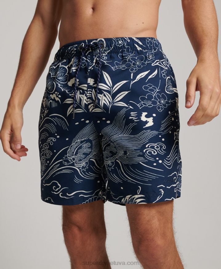 Superdry Hawaiian Recycled Swim Shorts Dark Blue Men