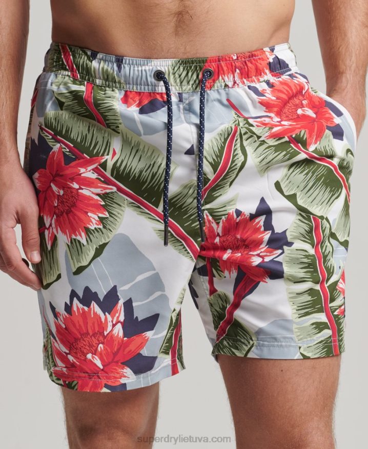 Superdry Hawaiian Recycled Swim Shorts White Men