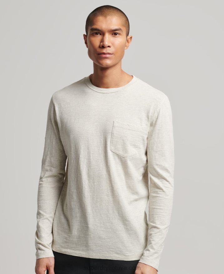 Superdry Long Sleeve Slub Jersey Top White Men