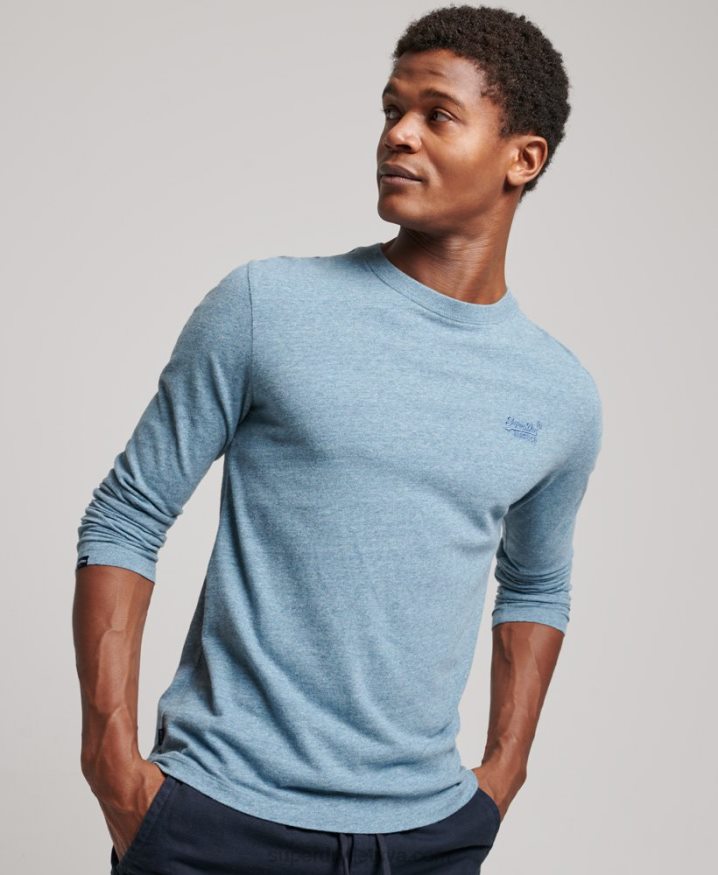 Superdry Organic Cotton Vintage Logo Embroidered Top Blue Men Superdry Organic Cotton Vintage Logo Embroidered Top Blue Men