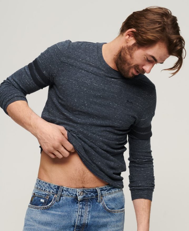 Superdry Organic Cotton Vintage Logo Quarterback Top Navy Men Superdry Organic Cotton Vintage Logo Quarterback Top Navy Men