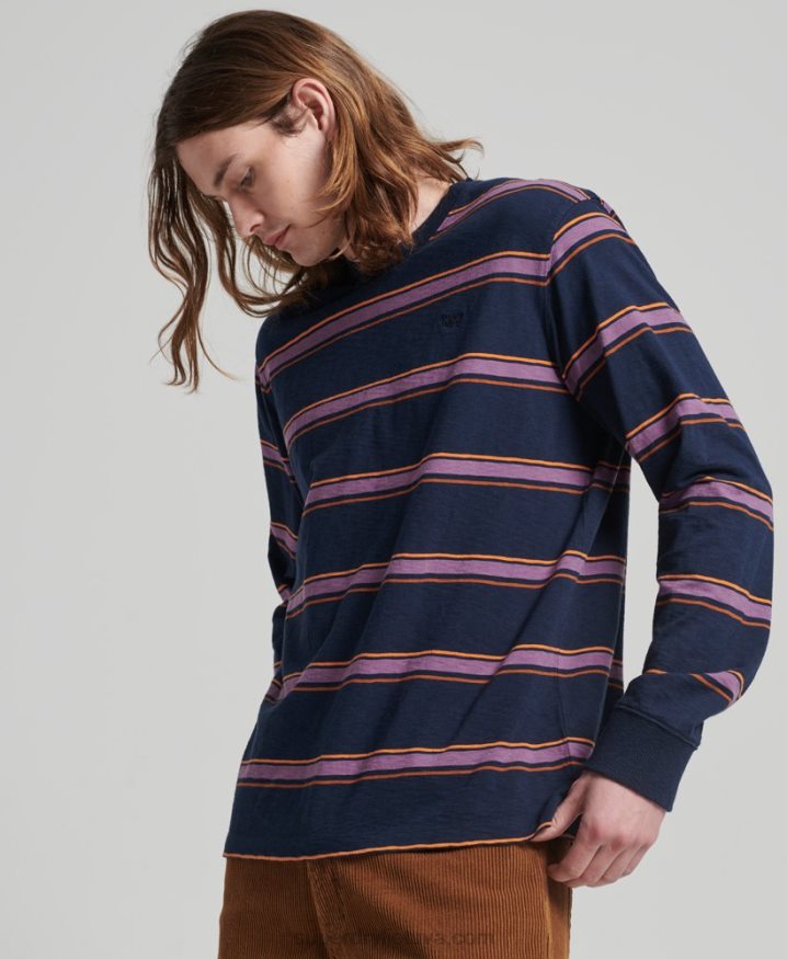 Superdry Organic Cotton Vintage Textured Stripe Top Navy Men Superdry Organic Cotton Vintage Textured Stripe Top Navy Men