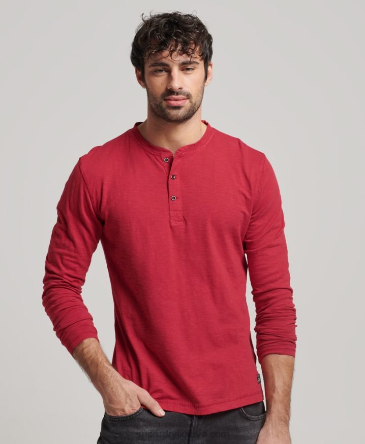 Superdry Overdyed Slub Long Sleeve Top Red Men