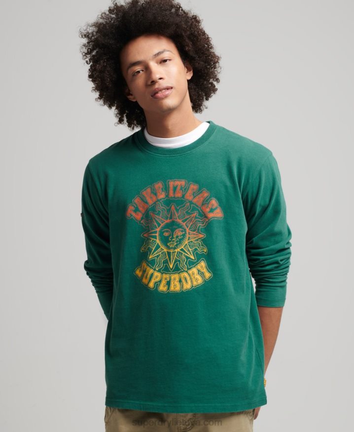 Superdry Psych Rock Long Sleeve Top Green Men