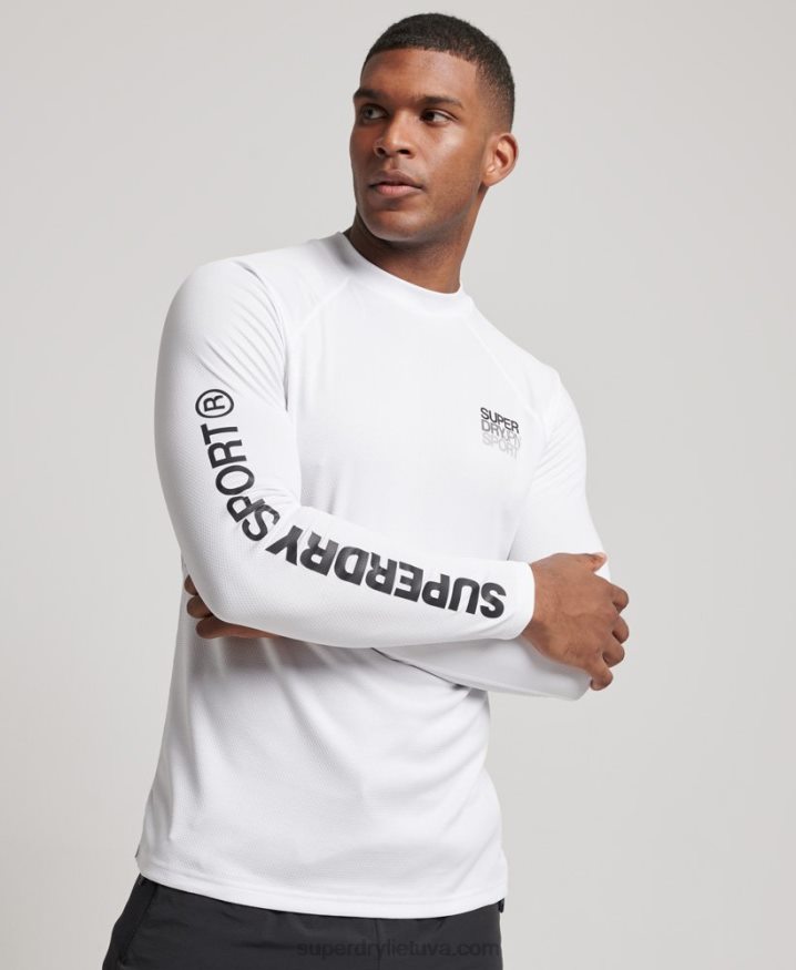 Superdry Train Mock Neck Top White Men