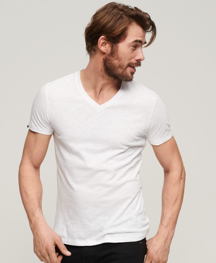 Superdry V-Neck T-Shirt White Men