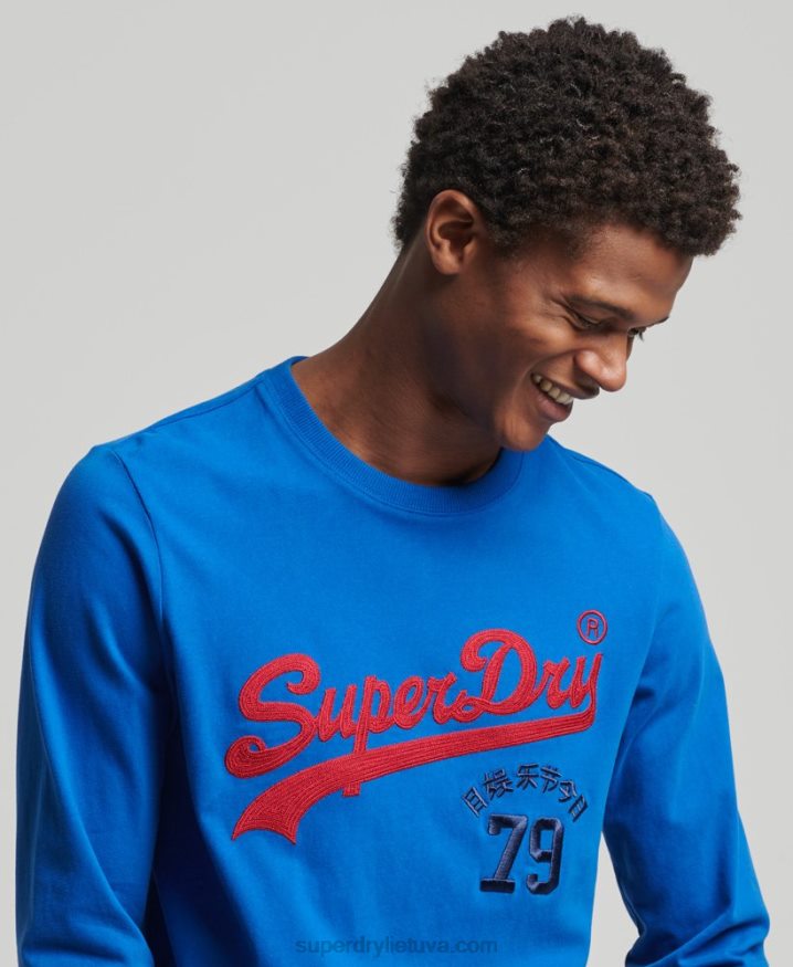 Superdry Vintage Logo Interest Long Sleeve Top Blue Men Superdry Vintage Logo Interest Long Sleeve Top Blue Men