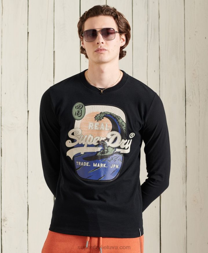 Superdry Vintage Logo Itago Long Sleeve Top Black Men Superdry Vintage Logo Itago Long Sleeve Top Black Men