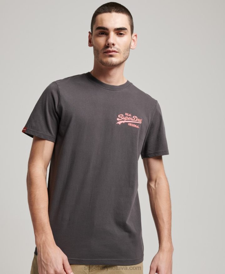 Superdry Vintage Logo Neon T-Shirt Dark Grey Men Superdry Vintage Logo Neon T-Shirt Dark Grey Men