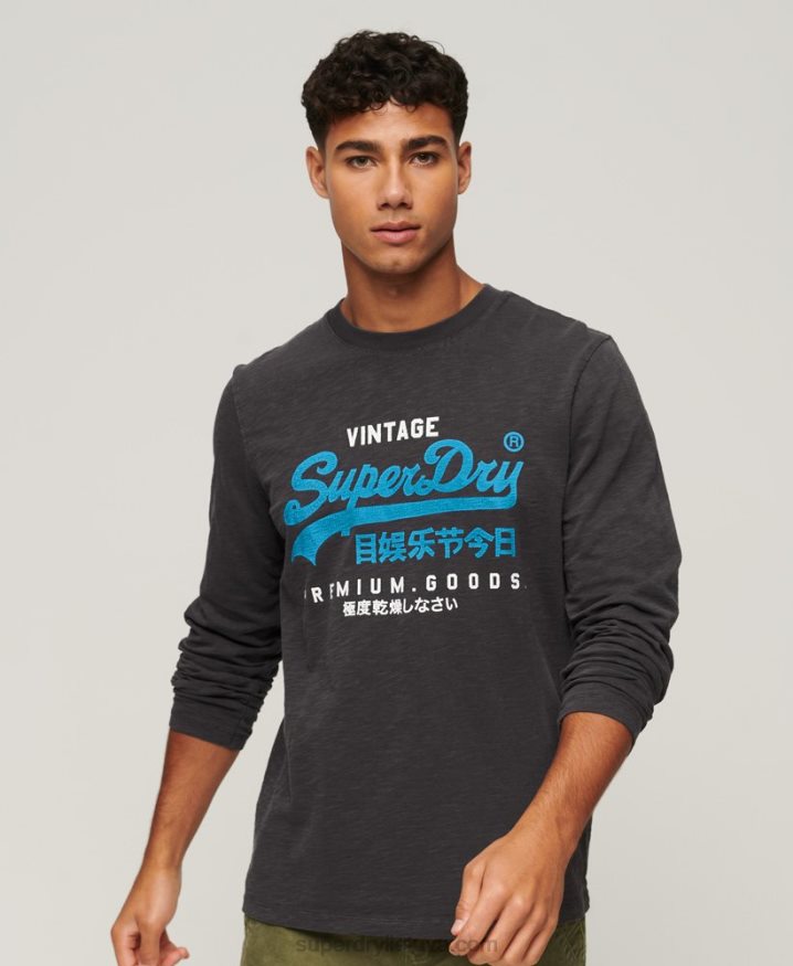 Superdry Vintage Logo Overdyed Long sleeve T-Shirt Black Men Superdry Vintage Logo Overdyed Long sleeve T-Shirt Black Men