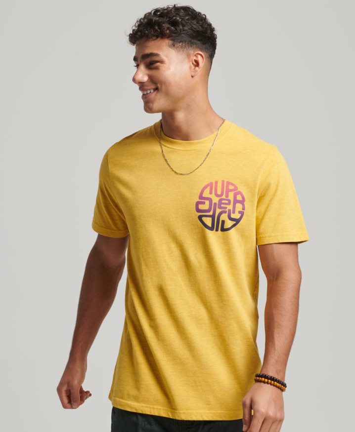 Superdry Vintage Travel Sticker T-Shirt Yellow Men Superdry Vintage Travel Sticker T-Shirt Yellow Men