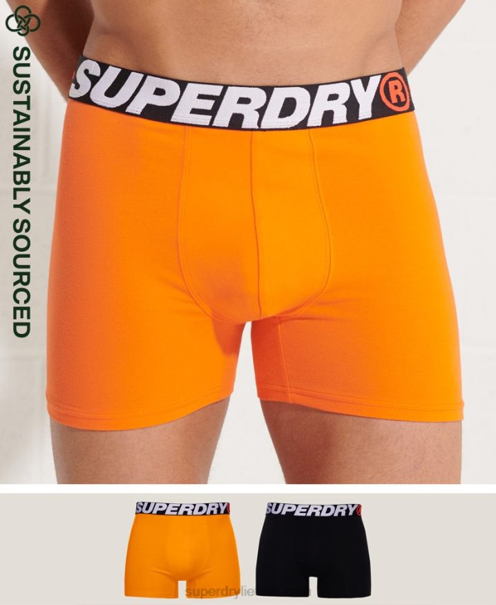 Superdry Organic Cotton Boxer Double Pack Orange Men