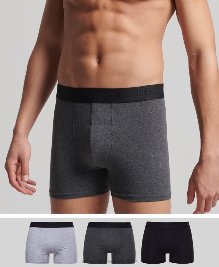 Superdry Organic Cotton Boxers Triple Pack Grey Men