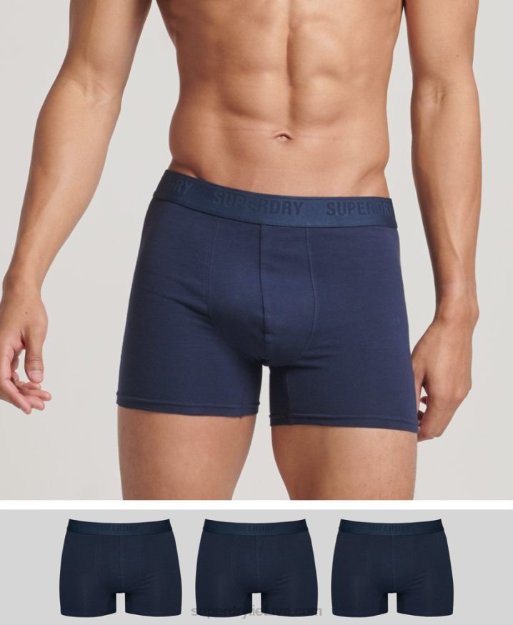 Superdry Organic Cotton Boxers Triple Pack Navy Men