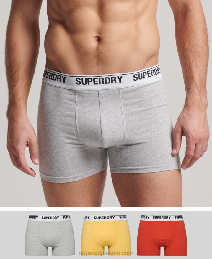 Superdry Organic Cotton Boxers Triple Pack Orange Men