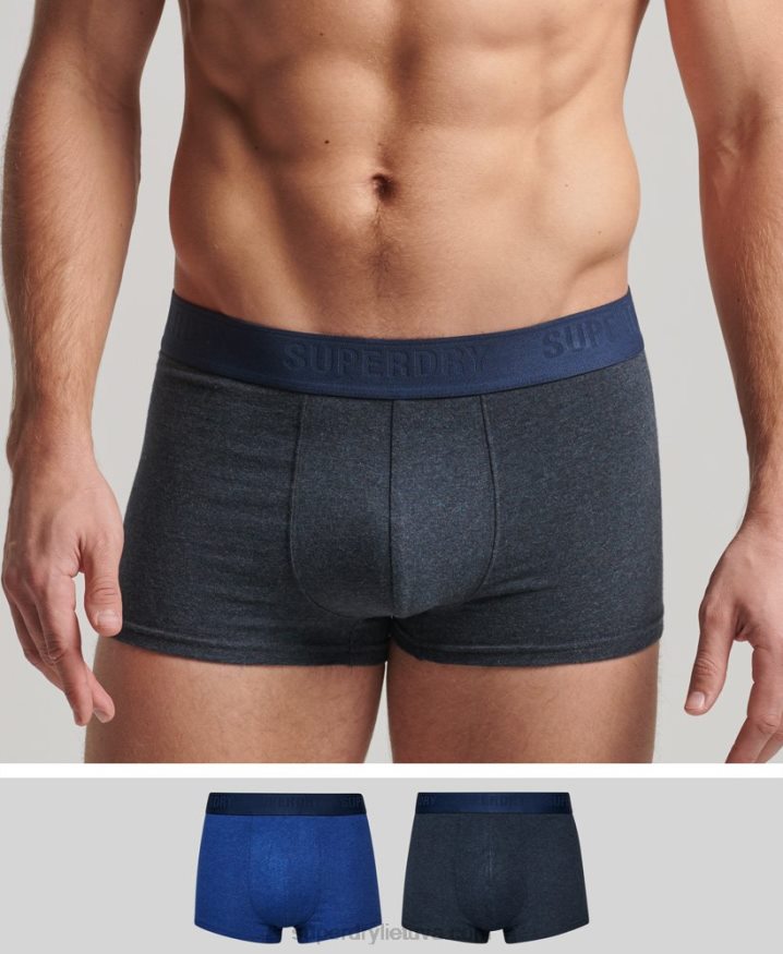 Superdry Organic Cotton Trunk Multi Double Pack Blue Men