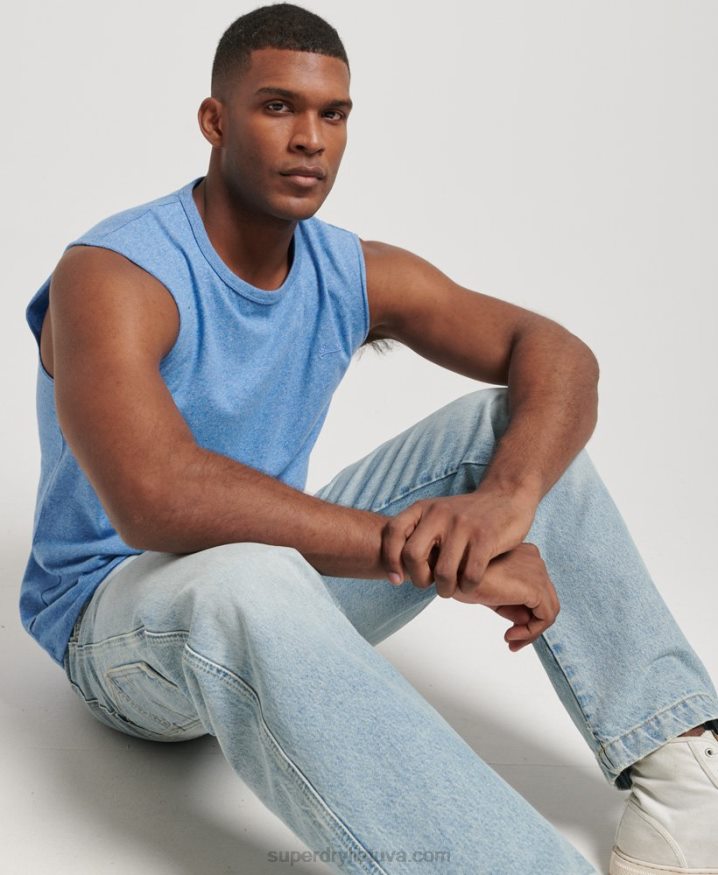 Superdry Organic Cotton Vintage Logo Embroidered Tank Top Blue Men Superdry Organic Cotton Vintage Logo Embroidered Tank Top Blue Men