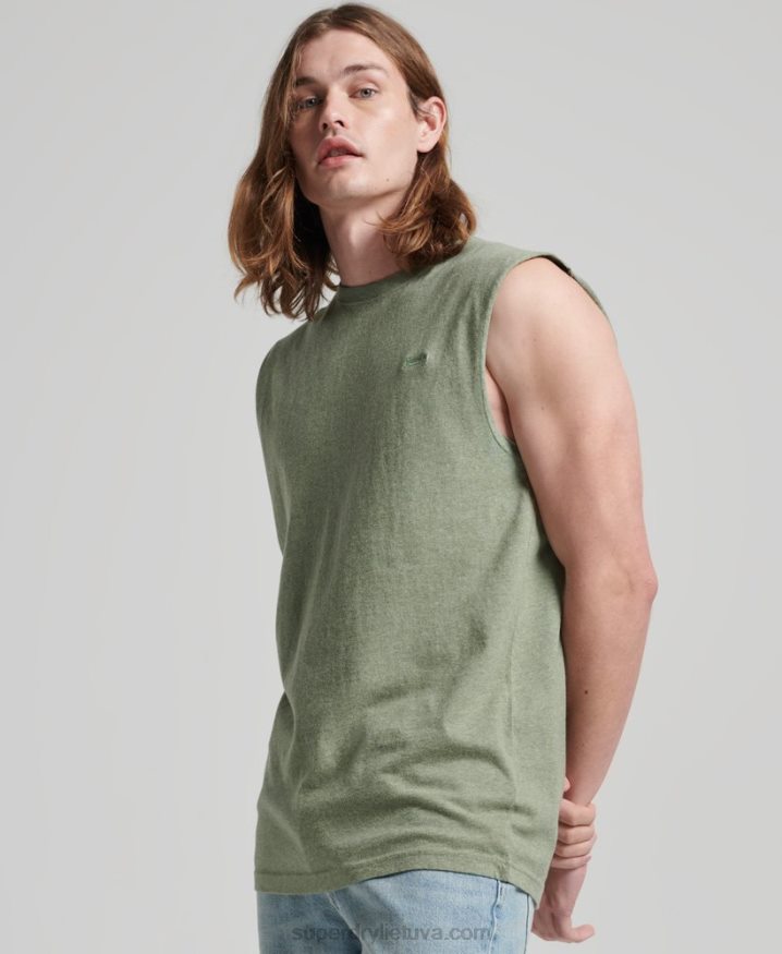 Superdry Organic Cotton Vintage Logo Embroidered Tank Top Green Men Superdry Organic Cotton Vintage Logo Embroidered Tank Top Green Men