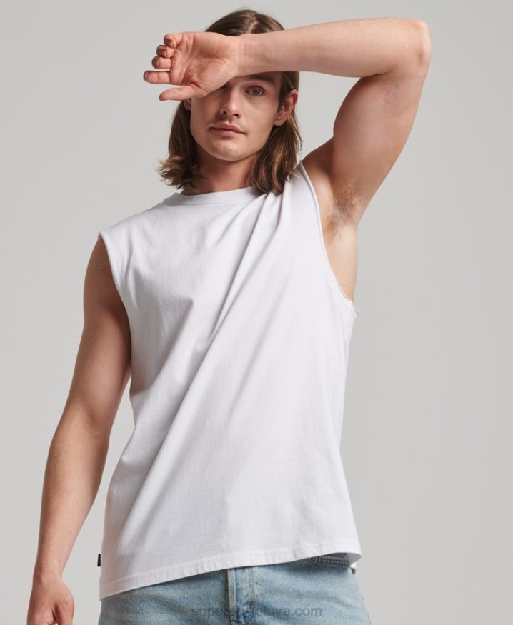 Superdry Organic Cotton Vintage Logo Embroidered Tank Top White Men Superdry Organic Cotton Vintage Logo Embroidered Tank Top White Men