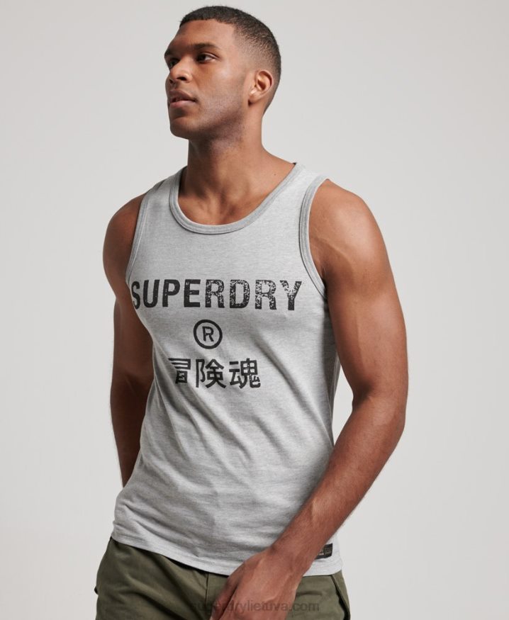 Superdry Vintage Corporation Logo Vest Grey Men Superdry Vintage Corporation Logo Vest Grey Men