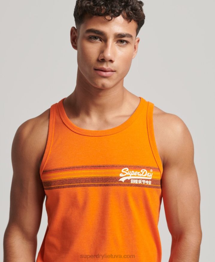 Superdry Vintage Logo Cali Vest Orange Men Superdry Vintage Logo Cali Vest Orange Men