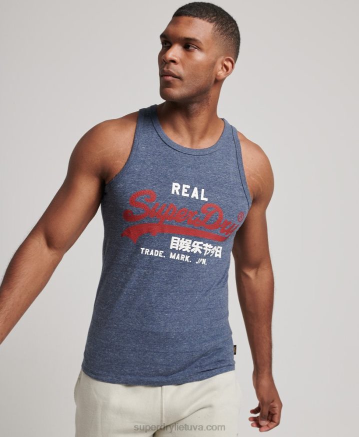 Superdry Vintage Logo Heritage Vest Top Navy Men Superdry Vintage Logo Heritage Vest Top Navy Men