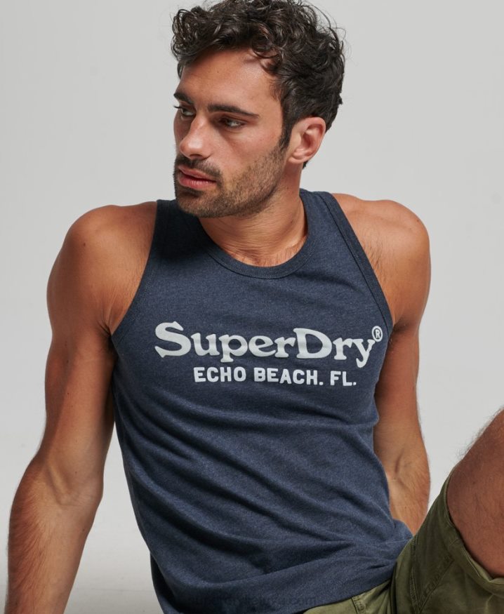 Superdry Vintage Venue Classic Vest Top Navy Men Superdry Vintage Venue Classic Vest Top Navy Men